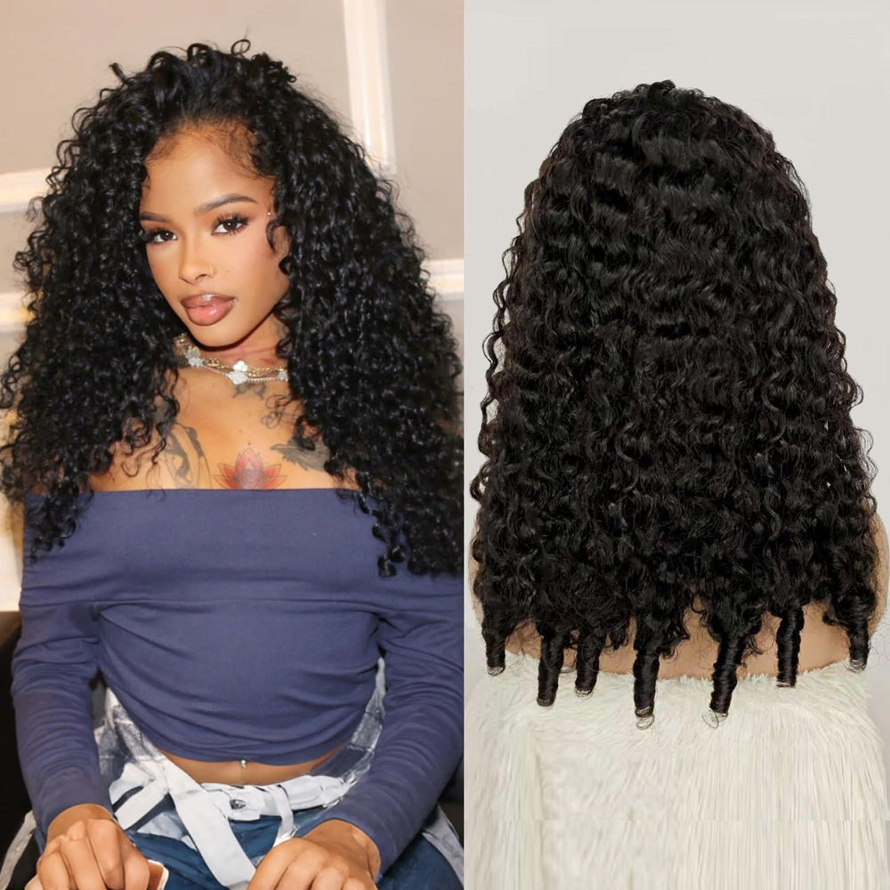 UMEGIRL half wig Burmese curls, front view, blends with natural hair.