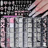 Umillars 5Boxes kit front view with complete nail charm set for creative nails