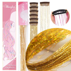 20-inch glitter extensions by Umylar to add length and sparkle.