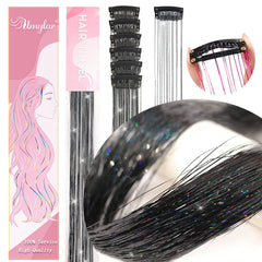 Umylar clip-in hair tinsel 20 inch silver enhances festive looks with shine