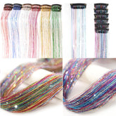 Umylar six-color hair tinsel pack with 24-inch clip-in strands for versatile looks