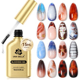UNA GELLA Blooming Gel bottle pour showing easy spreading for nail art