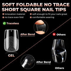 UNA GELLA clear soft gel nail tips pre-buffed for stronger adhesion.