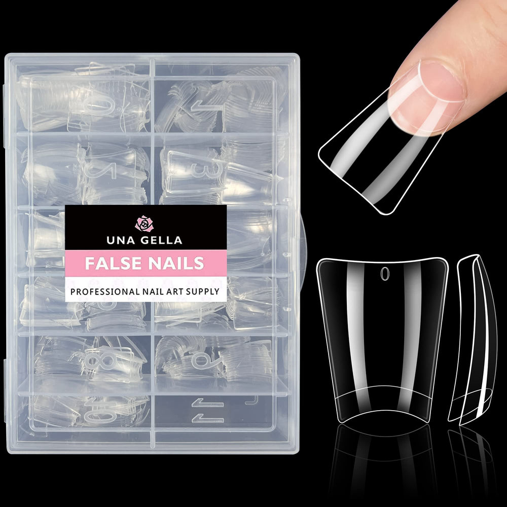 UNA GELLA Duck Nail Tips 504-piece pack in clear soft gel for extensions at home or salon