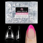 UNA GELLA almond nail tips half-cover clear for precise, quick manicures