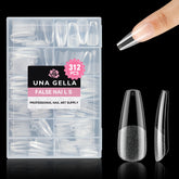 UNA GELLA long coffin nail tips box view showing pre-shaped full cover for DIY manicures