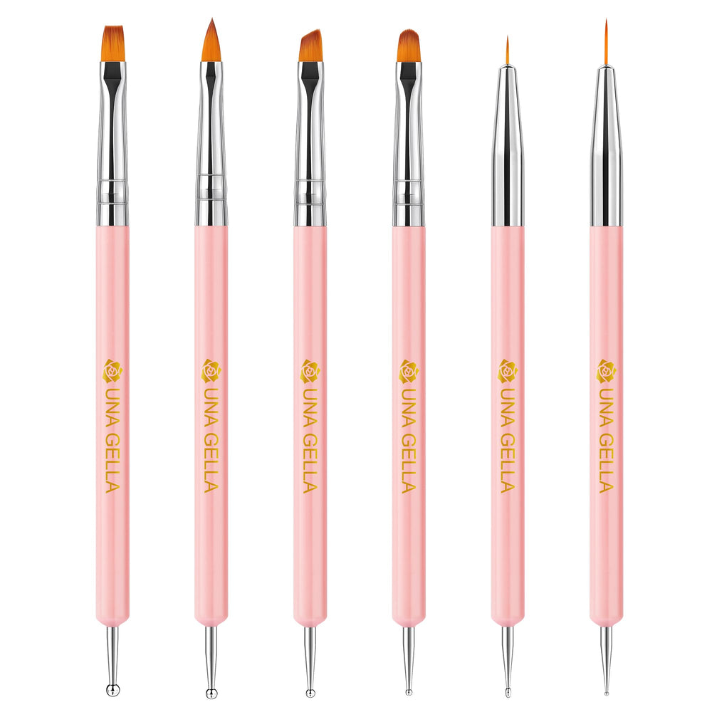 UNA GELLA flat nail art brush for precise color application.