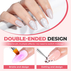 UNA GELLA Nail Art Set French brush for clean tip design.
