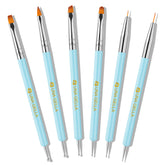 UNA GELLA nail art flat brush in blue for precise lines and smooth application.