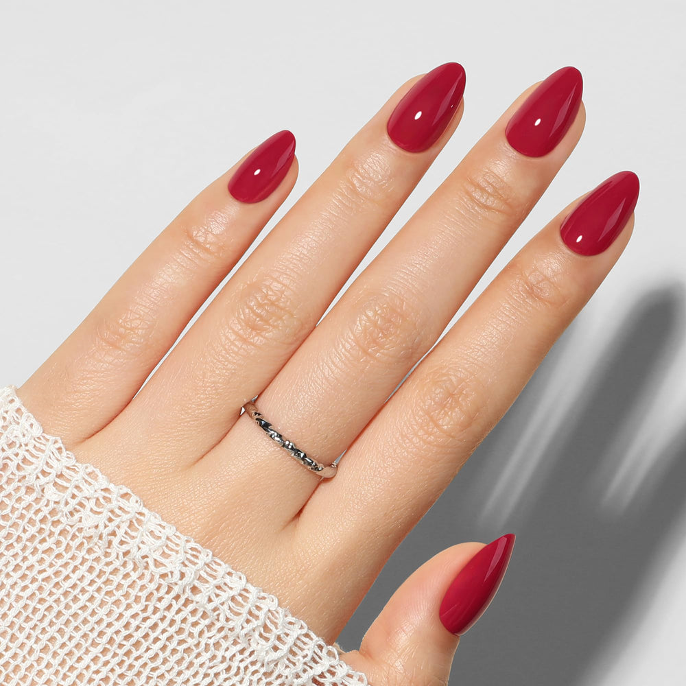 UNA GELLA red press on nails almond kit for a salon quality at home manicure