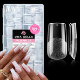 UNA GELLA square fake nails clear tips closeup for natural-looking extensions.