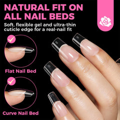 UNA GELLA square fake nails size chart showing 12-fit options.