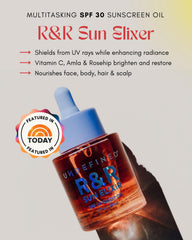 Undefined Beauty R&R Sun Elixir with Vitamin C highlights brightening ingredients for radiant skin