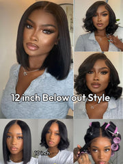 UNICE Yaki Straight Bob Wig back view showing glueless drawstring cap for secure fit