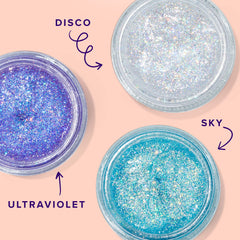 UNICORN SNOT UV glitter gel glows under blacklight for vibrant looks.