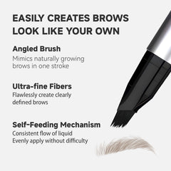 Unicos brow pen features a self-feeding mechanism for smooth, consistent flow.