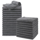 UNIMADE salon towels 24 pack gray front view, large 16x29 inches for full body coverage