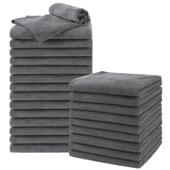 UNIMADE salon towels 24 pack gray front view, large 16x29 inches for full body coverage