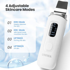 UNIWA Skin Scrubber Ion cleanse mode in action on the face
