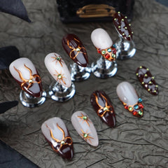 UNIYVOH 3D flower decor nails close-up showcases intricate hand-painted details.