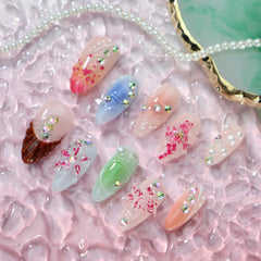 UNIYVOH nails with swan pattern and floral accents for elegance.