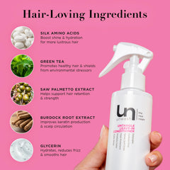 Shiny, smooth hair with Unwash Untangle leave-in conditioner