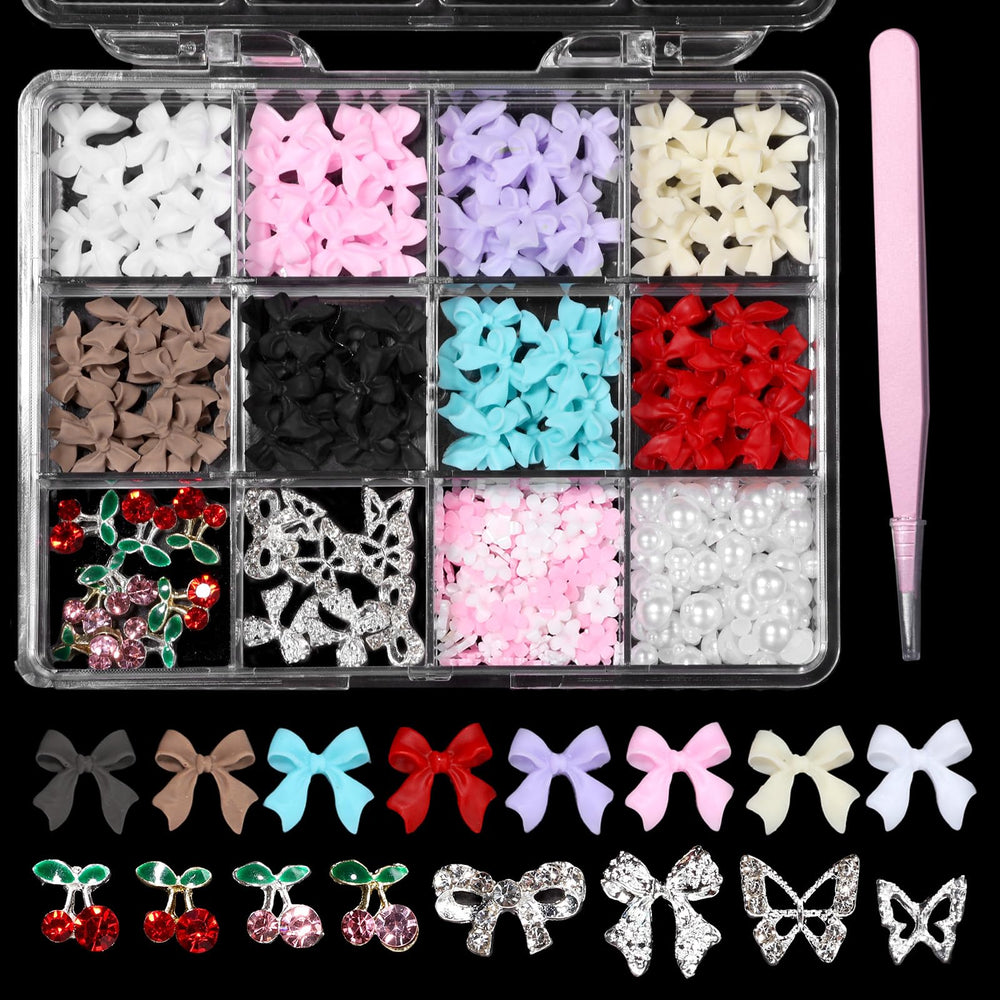 Uotey pink 3D bows nail charm adds vibrant depth to nail art