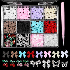Uotey pink 3D bows nail charm adds vibrant depth to nail art