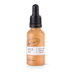 UPCIRCLE coffee oil serum bottle showcases antioxidant hydration for all skin types.