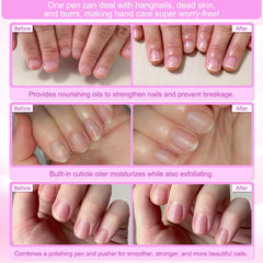 Upgrade 3-in-1 Nail Care Pen smoothing the nail bed for polish.