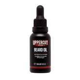 Uppercut Deluxe Beard Oil bottle with Patchouli and Leather scent offering smooth conditioning.