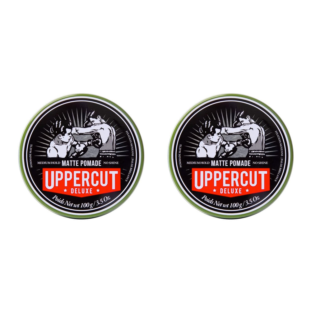 Uppercut Deluxe Matte Pomade 2-pack box for versatile home styling