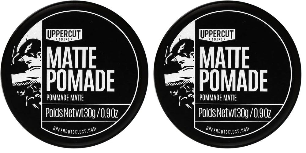 Uppercut Deluxe Matte Pomade Midi tin close-up for travel styling