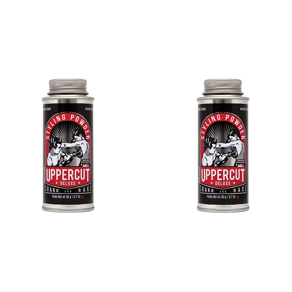 Uppercut Deluxe texture powder bottle shown for easy styling and natural matte finish.