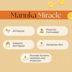 UpWellness Manuka Miracle bottle in use applying gentle lotion to skin