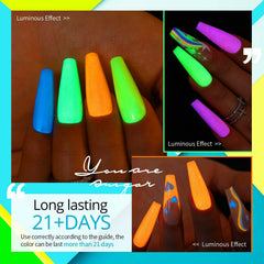UR SUGAR Glow in the Dark green neon gel polish swatch for party nails