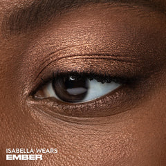 Urban Decay Ember metallic finish swatch highlights rich copper shine.