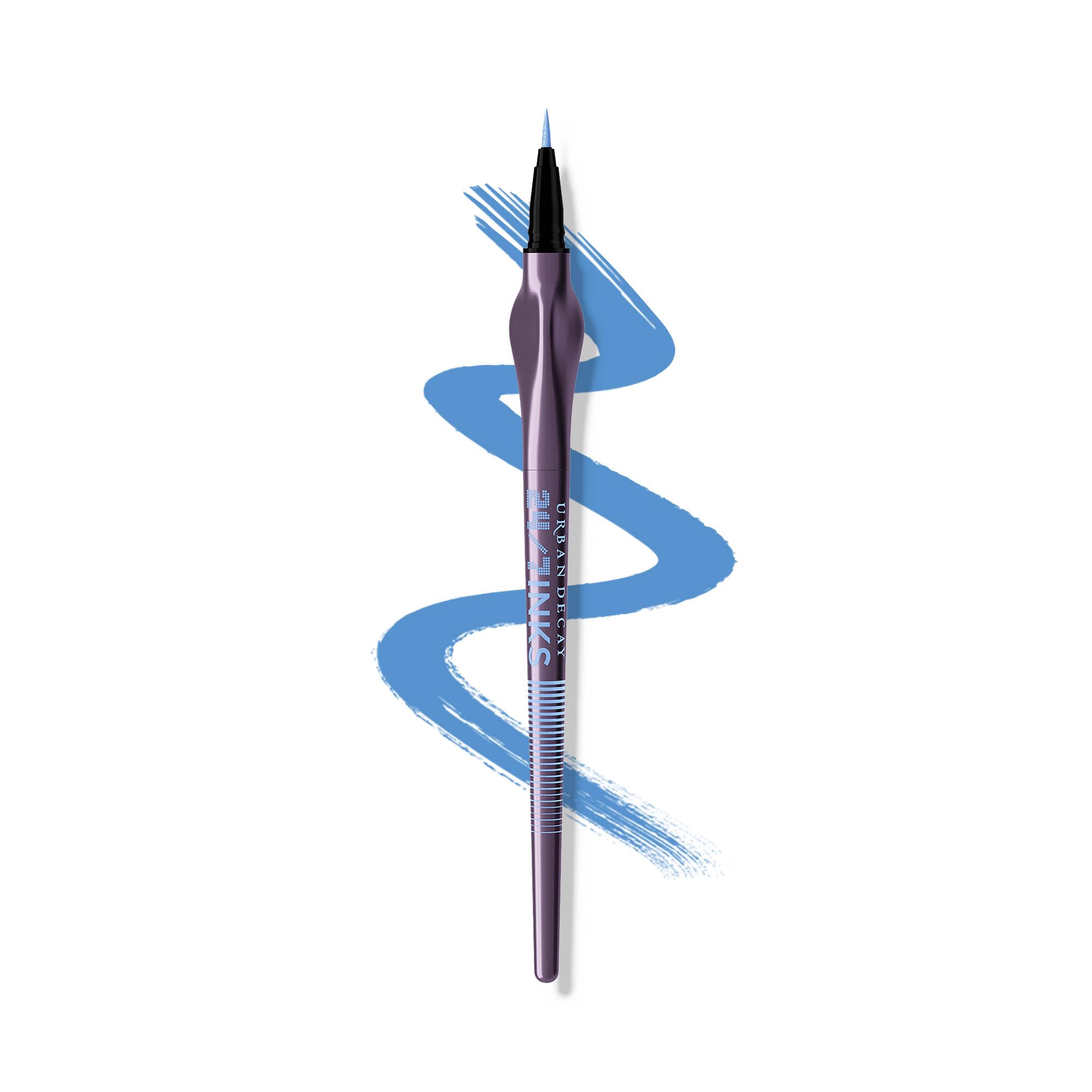 URBAN DECAY 24/7 Inks Binge cap shows matte sky blue for bold eyes.