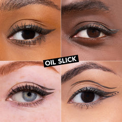 Oil Slick swatch highlights gunmetal shimmer and rich color payoff.