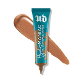 Urban Decay Hydromaniac foundation bottle with pump shows a dewy, hydrated finish.