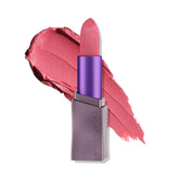 Urban Decay Vice Hydrating Lipstick Art Walk packaging close-up, vegan formula and sleek design.