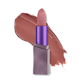 Urban Decay Vice Hydrating Lipstick Backtalk swatch shows mauve-nude shade with longwear promise.