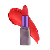 URBAN DECAY Vice Hydrating Lipstick Elote swatches reveal bright coral orange with creamy, hydrating finish