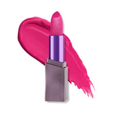 URBAN DECAY Vice Hydrating Lipstick Hollyweird swatch in bright pink cream finish for vibrant color