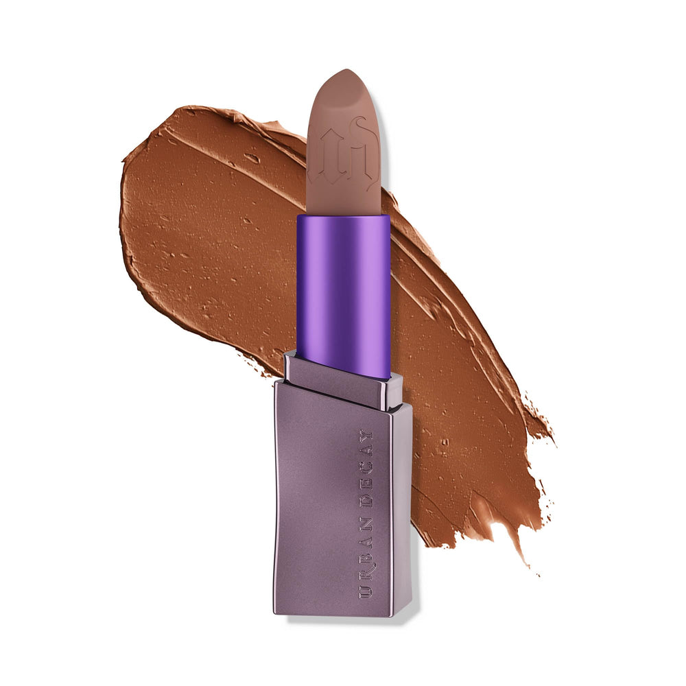 Urban Decay Vice Hydrating Lipstick tube closeup highlighting creamy texture and nourishing formula.