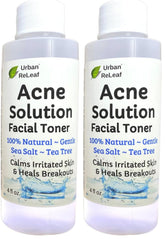 Urban ReLeaf Acne Solution Facial Toner bottle front view promotes a soothing skin care ritual.