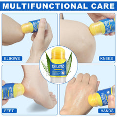 Urea60 deep-penetration-heel demonstrates deep moisturizing to soften rough skin.
