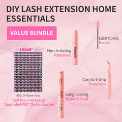 URNNE 40D lash clusters closeup highlight fluffy, lightweight fibers for fuller lashes.