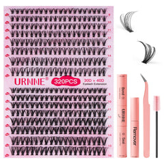 URNNE DIY lash kit with 9-16mm mix lashes for at-home customization.