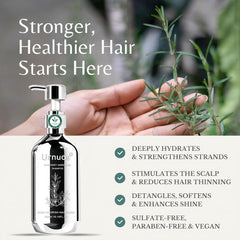 Urnuos Rosemary Shampoo foam demonstrates rich lather for cleansing